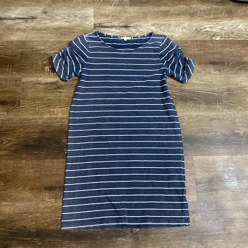 Jane and Delancey Striped Navy Blue Sress